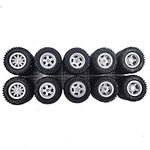 5 Set 1/64 Off Road Wheels and Tires Set Large 1 64 Scale Wheels Trucks Off-Road Modified Tire with 5 of Rims(Tire Diameter 0.68in/17.2mm)