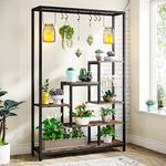 Tribesigns 5-Tier Tall Indoor Plant Stand, 70.9 inches Large Metal Plant Shelf with 6PC S Hanging Hooks, Multi-Purpose Flower Bonsai Pots Display Rack for Indoor, Garden, Balcony, Living Room