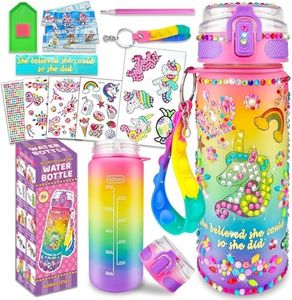 PELOSTA Decorate Your Own Water Bottle Kits for Girls Age 4-6-8-10,Unicorn Toys Painting Crafts with Stickers,Diamond,Fun DIY Arts and Crafts for Girls Christmas Birthday Gifts (Unicorn 600ml) (Upgraded Unicorn)