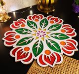 Ascension Portable Rangoli (11 inches) Stencil for Decor DIY Craft Reusable Mat Rangoli Templates for Floor Table Just Fill with Rangoli Atta or Grains for Navratri Pongal Pooja Mandir Rangoli Mats for Decoration(Design 1)