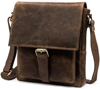 STILORD 'Nevio' Sacoche pour Hommes en Cuir | Petite Messenger Bag Élégante Vintage | Sac à Bandoulière pour Tablette 10.1' Besace pour iPad en Cuir Véritable, Couleur:Marron Moyen
