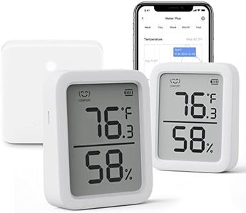 SwitchBot Thermometer Hygrometer, Bluetooth Indoor Humidity Meter for Home, Temperature Sensor with App Control, Large LCD Display, Notification Alerts (Meter Plus *2+Hub mini)