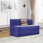 Dr. Smith Folding Sofa Bed for Living Room/Office |3x6 feet, Single Seater| Sofa Cum Bed with Cushion Jute Fabric - Purple