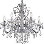 Bestier Modern Chrome Pendant Chandelier Crystal Lighting Ceiling Light Fixture Lamp for Dining Room Bathroom Bedroom Livingroom 6 E14 Bulbs Required D60cm x H65cm