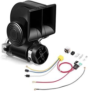 HK Train Horn Air Horn for Truck, 12V 150DB Snail Electric Train Horn with Automotive Relay and Wiring Harness for Any 12V Vehicles Trucks Motorcycle, Black