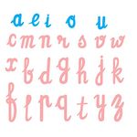 Kidken English Cursive Alphabet Cut Out for Kids | Wooden Movable Alphabet Loose | Fonts are per Montessori | Vowels in Blue & Consonant in Pink | Cursive Alphabet for 3+ Year Kids