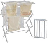 YUBELLES 3 Tiers Foldable Clothes Drying Rack, Vertical Laundry Rack Portable and Collapsible for Storage Indoor Outdoor, Pearly White
