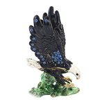 Trinket Box Hinged Hand-Painted Enameled Brid Eagle Figurine Collectible Treasured Trinket Ring Holder for Home Party Decoration