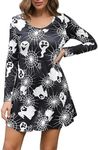 Aphratti Womens Long Sleeve Funny Halloween Print Tunic Dress Cute Swing Costume Ghost XX-Large