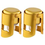 BETTFOR Champagne Stoppers with Stainless Steel Champagne Saver with Food Grade Silicone Leak proof Keep Fresh Suitable for Champagne, Cava, Prosecco and Sparkling(Gold, 2 Pack)