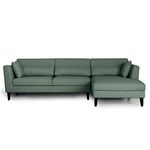 Wakefit Sofa Set For Living Room | 3 Year Warranty | L Shape Sofa, Sofa Set, Wooden Sofa Set For Living Room, 3-Person Sofa + Right Aligned Chaise- Snoozepro (Fabric, Omega Green)