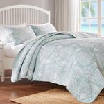 Greenland Home Marina Reversible Lightweight Coastal Coverlet Set, 3-Piece King/Cal King, Seafoam