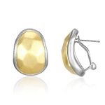 Mytys 2 Tone Studs Earrings for Women Girl Gold and Silver Crossover Cable Half Hoop Statement Designer Earrings (uneven gold & silver)