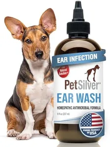 PetSilver Ear Wash, Flush and Clean, Patented Silver Formula, Cat and Dog Ear Cleaner, Soothe and Clean Itchy, Smelly and Inflamed Ears, Made in USA, 8 fl oz.