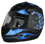 Motorcycle Helmet With Blue Flames