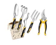 JINPRI Gardening Weeder Cutter Trowel Hand Rake and Pruner Garden Tool Set for Home with Cast Aluminium Heads and Ergonomic Handles Tools Kit (Heavy-SS) (Style-3(Set-5))