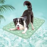 Rywell 【Upgraded】 Dog Cooling Mat,90x70cm Thicken Dog Cooling Mat Large, Arc-Chill Waterproof& Endothermic Color Changing Cooling Pad(Q-Max>0.5), Washable, Safe&Non-Slip(Green)