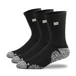 Supersox Men Socks Full Calf Length All Purpose Compression Cushion Socks|Thick Towel Pure Cotton|Combo Pack 3 (Black)