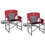 TIMBER RIDGE Lightweight Oversized Camping Chair, Portable Aluminum Directors Chair with Side Table Detachable Side Pocket for Outdoor Camping, Lawn, Picnic, Support 400lbs Red 2 Pack