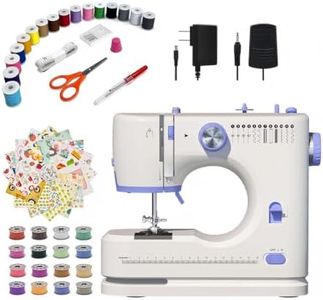 Stoigeld Sewing Machine for Beginners with 20Pcs Fabric & 32Pcs .Needles 10pcs/1bag.Sewing Threads Kit,Portable Sewing Machine with 12 Built-in Stitches & 2 Speed(High-Low Speeds)-SM-725-1
