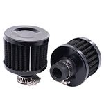 HouYeen 12mm Car Oil Air Filter Intake Vent Valve Cover Breather Fuel Crankcase Filters for Scooter ATV Dirt Pit Bike Motorcycle Black Pack of 2