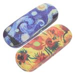 Healifty Set of 2 Hard Sunglasses Case Leather Glasses Case Glasses Holder Box for Women Men Students Van Gogh