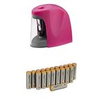 Westcott Battery Operated Sharpener - Pink with Amazon Basics Batteries