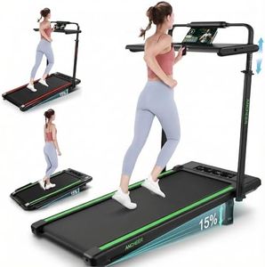 Treadmill with Desk Workstation & Adjustable Height, 450 LBS Weight Capacity, Folding Treadmill with 15% Incline, Bluetooth Speaker & App, Portable 3.5HP Walking Pad with Desktop for Home Office