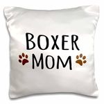 3dRose pc_154083_1 Boxer Dog Mom Doggie x Breed Brown Muddy Paw Prints Love Doggy Lover Proud Mama Pet Owner Pillow Case, 16" x 16"