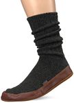 ACORN Unisex Slipper Sock, Charcoal Ragg Wool Medium(9.5-10.5 Women's/7.5-8.5 Men's) B US