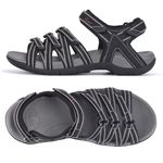 Viakix Womens Sport Sandal – Comfortable Athletic Stylish Hiking Shoes, with Arch Support, Outdoors, Walking, Water, River, Trekking, Black 9