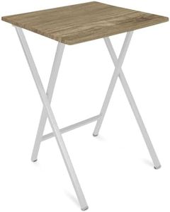 TIENDA EURASIA® Mesa Plegable, Estructura de Acero Resistente, Tablero de Madera MDF Cuadrada, Mesas Auxiliares de Cocina - 48 x 48 x 65 cm (NORDICA)