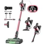 Cordless Vacuum Cleaner, 350W/30Kpa 8 in 1 Powerful Stick Vacuum, with Anti-Tangle Brush and Upgraded Green Light, 40mins Runtime Rechargeable Lightweight Vacuums for Hardwood Floor, Carpet, Pet Hair