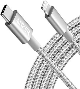 Anker New Nylon USB-C to Lightning Charging Cord for (6ft, MFi Certified) for iPhone 13/13 Pro/12 Pro Max /12/11 /X/XS/XR/ 8 Plus/AirPods Pro, Supports Power Delivery (6ft, Silver)