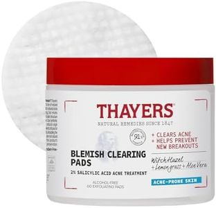 Thayers Blemish Clearing Acne Pads, Salicylic Acid Acne Treatment for Face, Pore Reducing, Exfoliating, and Soothing Skincare, Witch Hazel Toner Pads, 60 Ct