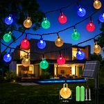 Solar String Lights, 59Ft 100 LED Globe String Lights, Solar Fairy Garden Lights Waterproof 8 Modes Indoor Outdoor Balcony Lights for Christmas, Bedroom, Patio, and Wedding Decor (Multicolour)