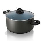 Tower T80304 Cerasure 24cm Casserole Dish with Non-Stick Coating, Suitable for all Hob Types, Graphite, Grey