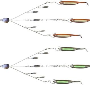 Shad Umbrella rigs, Umbrella rigs for stripers, Alabama rig 3 arm,3 Wire Spinners for trolling, School Bait Lures （3arm 2PCS with Orange & Green Softbait）