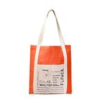 IVILLAGE Reusable Orange Tote Bag, 100% Cotton Designer Bag suitable for Shopping & Daily Use, Compact, Lightweight & Eco-friendly Sturdy Bag with 10kgs Capacity