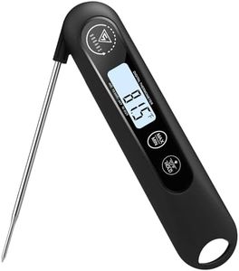 DOQAUS Meat Thermometers, 3S Instant Read Food Thermometer, Accurate Meat Thermometer Probe with Backlight, Foldable Long Probe & Auto On/Off, Cooking Thermometer for Kitchen, BBQ, Water, Milk(Black)