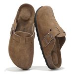 Project Cloud Women’s Genuine Suede Footbed Clogs for Women - Memory Foam Arch Support Clog Slippers for Women - Trendy Slip-ons Women's Mules & Clogs Sandals (Benton,TanSuede, 9)