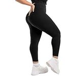 Walifrey Plus Size Leggings for Women, High Waist Opaque Tummy Control Leggings Black XXL