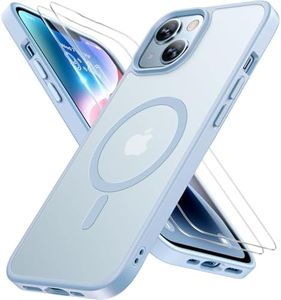 Miracase Magnetic Series for iPhone 14 Case [Compatible with MagSafe] [with 2X Screen Protectors] Military-Grade Protection, Anti-Fingerprint, Slim Design Phone Case for iPhone 14, Light Blue