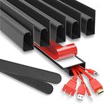 J Channel Cable Raceways 96" - Black Raceway Cable Management System – 6x 16'' Cable Channels for Cord Management Under Desk. The No Screw/No Drill Cable Management Raceways. Adhesive Wire Raceway Kit