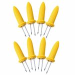 GOLDY Corn Cob Holders Skewer Stainless Steel Heavy Duty with Handles for Home Cooking Barbecue Picnic Gatherings Parties and Outdoor Activities Kitchen Tool Utensil Yellow Color(Pack of 8Pcs), (XYZ)