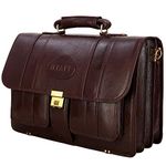 HYATT Leather Accessories Men's and Women's Briefcase (Brown)