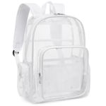 Mimfutu Heavy Duty Clear Backpack School Backpack, PVC Transparent Backpacks See Through Bookbag for Girls Boys Women Men (White)