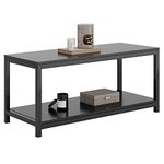 soges Coffee Table Square Coffee Tables Small 2 Tiers Sofa Table Side Table End Table Console Table, 39.3 * 15.7in, Black, TVST-100-BK-CA