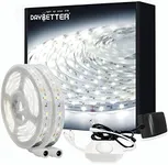 DAYBETTER White LED Strip Lights, 50ft Dimmable 6500K Bright White Strip Lighting, 900 LEDs Tape LED Lights for Bedroom, Mirror, Kitchen, Home Decoration