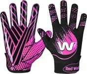 RED WORLD Football Gloves for Kids, Youth and Adult, Receiver Gloves for Boys and Girls, Men and Women, Enhanced Performance (Pink, Medium)